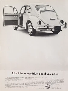 1965 VW Volkswagen Automobile Car 4 Wheel Torsion Bar Suspension Vtg Print Ad - Picture 1 of 1