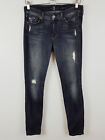 7 FOR ALL MANKIND Womens Size 11 or US 29 The Skinny Blue Black Destroyed Jeans