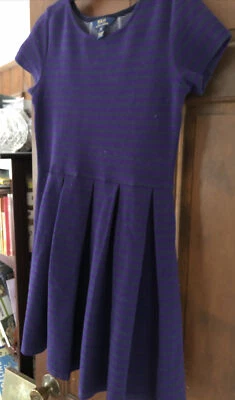 Nuevo Polo Ralph Lauren Azul y Púrpura Rayas Niñas Invierno Primavera Vestido Talla XL 16 Foto 1 de 4
