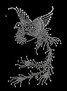 STRASSSTEINE VOGEL PHÖNIX BÜGELBILD groß HOTFIX APPLIKATION STRASS PFAU FEDER  - Picture 1 of 2