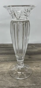"Florero Godinger Dublin cristal brote 8"" patas acanalado abanico corte vidrio prensado elegante" - Imagen 1 de 5