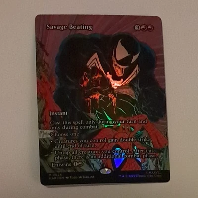 Savage Beating FOIL Comic Poster NM Marvel Spiderman MTG MAGIC THE GATHERING - Image 1 of 2