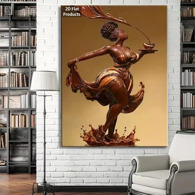 Black Elegant Sexy Chocolate Beautiful Woman Canvas Painting Print 24x36 decor - Image 1 of 4