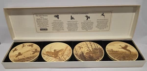 Set aus 4 Vintage Barlow Scrimshaw Look Upland Wild Vögel Untersetzern Kork Rückseite - Bild 1 von 9