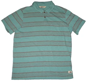 Herren THE NORTH FACE Blau Streifen Cool Canyon Baumwolle S/S Golf Poloshirt L - Bild 1 von 4
