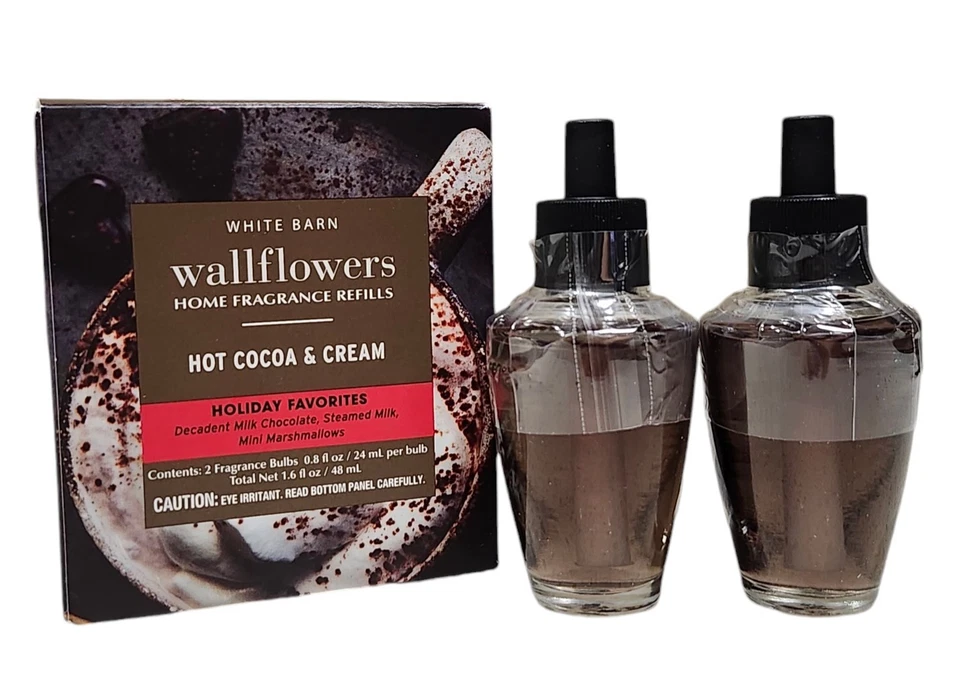 New Bath & Body Works HOT COCOA & CREAM Wallflowers 2 PACK Refill Plug-in