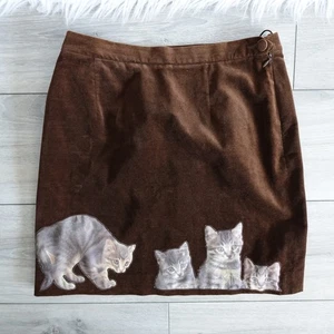 Vintage Moschino Cheap and Chic Brown Velvet Cat Skirt Size 12 - Picture 1 of 12