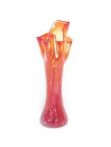 Vaso Vintage Arte Vetro Rosso Allungato Arancione Arruffato Bianco Sparsi MCM 7-1/4"๐ฅ - Foto 1 di 22