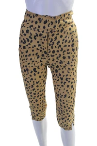 Nicholas Womens Linen Amber Brown Leopard Print High Rise Capri Pants Size 0 - Picture 1 of 5