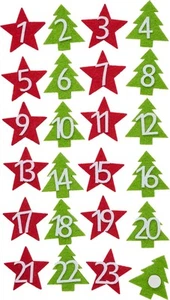 VBS Filz-Adventszahlen mit Klebepunkten 24 Stk. 4cm Adventskalender-Zahlen - Bild 1 von 2