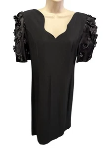 Robe de soirée noire manches florales CH By Carolina Herrera femme taille 10 - Photo 1/7