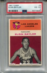 1961 Fleer Elgin Baylor Rookie Card PSA 4 Graded Basketball #3 - Picture 1 of 2