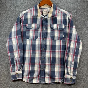 Camisa de franela Dryride Burton Durable Goods para hombre mediana roja/azul a cuadros informal - Imagen 1 de 12