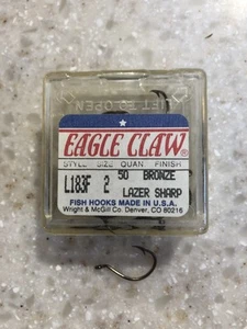 LOTE DE 50 ANZUELOS DE PESCA DE BRONCE GARRA DE ÁGUILA L183F TALLA 2 PULPO GUSANO CEBO - Imagen 1 de 1