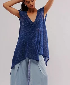 NUEVO TOP TÚNICA FREE PEOPLE ÍNDIGO COMBO LEILA TALLA XL - Imagen 1 de 7