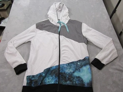 Moletom com capuz masculino CARBON 2XL branco cinza zíper completo galáxia impressão espacial colorblock Rue21 - Imagem 1 de 4