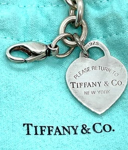 Tiffany & Co. Return To Heart Pendant Genuine Silver Chunky Chain Bracelet 7.25" - Picture 1 of 4