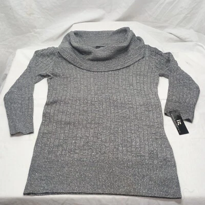 Suéter tejido acanalado plateado brillante Byer Y2k para mujer M capucha cuello caprichoso grunge Foto 1 de 4