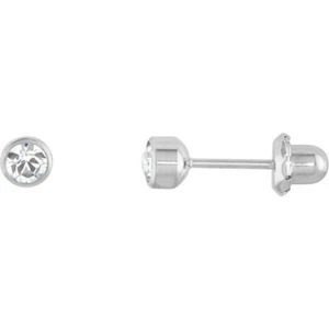 4mm Crystal Inverness Piercing Bezel Setting Earrings in Titanium - Picture 1 of 2