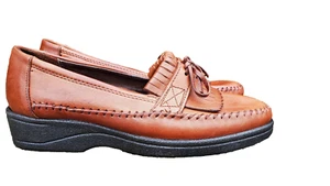 Dexter Comfort Brown Leather Slip On Loafers Mocs Womens Size 8.5 - Picture 1 of 12