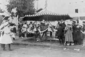 Minnesota Fair Children Carousel 1930s Professional Photo Lab Reprint - Picture 1 of 1