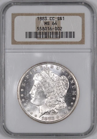 1883-CC Morgan Silver Dollar Carson City Minted $1 - NGC MS64 Cover