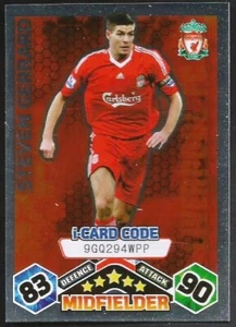 TOPPS MATCH ATTAX 2009-10-I-CARD-LIVERPOOL & ENGLAND-STEVEN GERRARD-SILVER FOIL - Picture 1 of 1