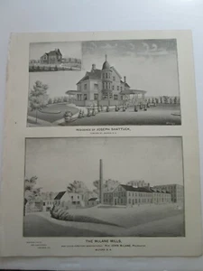 1892 NEW HAMPSHIRE ANTICA MAPPA, RES OF JOSEPH SHATTUCK, THE MCLANE MILLS MILFORD - Foto 1 di 3