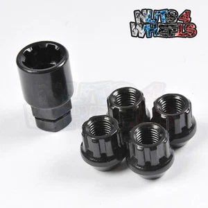 4x Black Locking Wheel Nuts M12x1.5 Fits Mitsubishi Outlander Grandis L200 - Picture 1 of 3