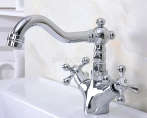 Grifo mezclador montado en cubierta giratorio con 2 asas cruzadas de latón cromado - Imagen 1 de 9