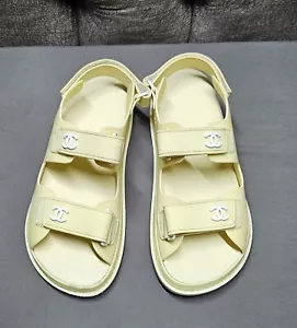 CHANEL Dad Sandals Size 37 EU Ivory - Picture 1 of 15