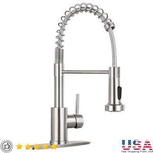 Single Handle Pull Down Kitchen Faucet Stainless Steel Spray Water Fountain New - Picture 1 of 6