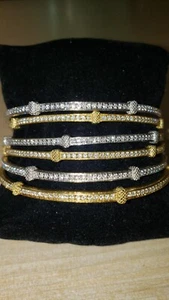 Judith Ripka Pair of Six Diamond Eternity Bangle Bracelets - Picture 1 of 12