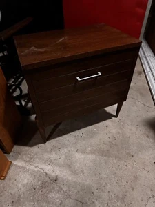 Mid-Century Record Cabinet Lu Van 60's Nightstand Table Accordion Door Vintage - Picture 1 of 10