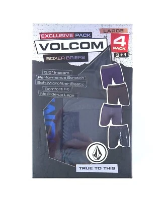 Volcom Boxer Briefs 4-Pack Men's L 36-38 Blue Black Gray Green NEW - Image 1 of 4