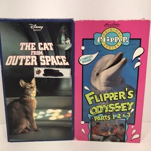 VHS Flipper's Odyssey Parts 1,2 & 3  The Cat From Outer Space Disney 2 tape set - Picture 1 of 3