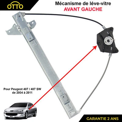 Mecanismo Elevalunas Eléctrico Delantero Izquierdo Conductor Pinzas para 407- - Imagen 1 de 4