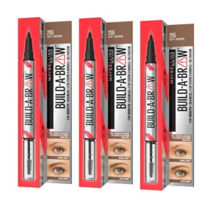 3x Maybelline Build A Brow 2 in 1 Pen Sealing Gel Eyebrow 255 Soft Brown - Picture 1 of 7