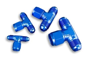 Adapter connector fitting Tee male/female/male AN6/AN6/AN6 Blue - Picture 1 of 4