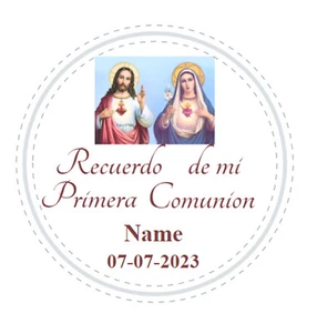 12 Recuerdo de mi Primera Kommunion Heilige Herzen Runde Etiketten Aufkleber 2" - Bild 1 von 1