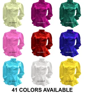 Office Wear Color  Victorian Shirt Boho Shirt Women's Wear Peplum Top S86 - Picture 1 of 45
