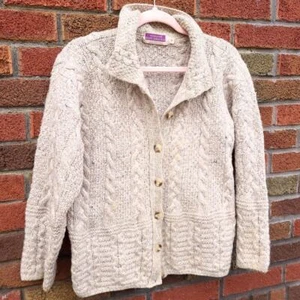 Vintage Highland Knit Wool Shawl Cowichan Cardigan Sweater / M / Scotland Irish - Bild 1 von 10