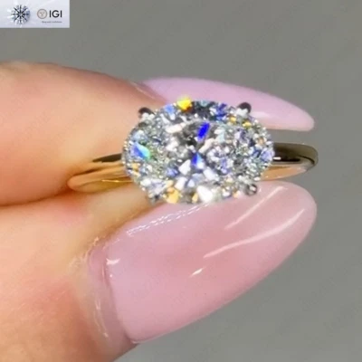 IGI 2.30Ct F VS1 Oval Cut Lab Grown Diamond Engagement Ring In 14K Two-Tone Gold - Image 1 of 4