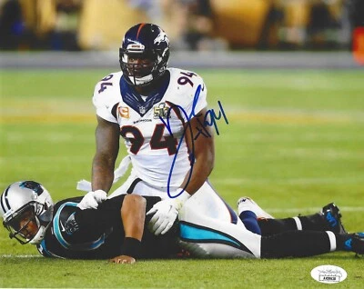 FOTO DE FÚTBOL AMERICANO 8X10 FIRMADA POR DEMARCUS WARE SUPER BOWL 50 JSA #1 Foto 1 de 2