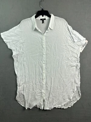 NUEVO SIN ETIQUETAS Túnica de Natación Grande Blanca Aqua Nadar Mujer Manga Corta Abotonada Foto 1 de 4