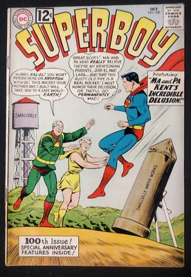 1962 Oct. Issue #100 DC Superboy 12 Cent Comic Book JC CB1 - Image 1 of 3