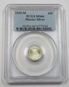 1935-M PCGS MS66 | MEXICO - Silver Ten Centavos 10C Coin #34087A - Picture 1 of 2