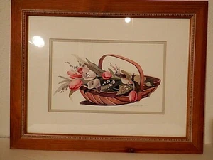 Print Still Life Basket of Tulips Signed by Carol Robinson 18" x 23" - Picture 1 of 7