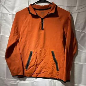 Old Navy Youth Boy's Active Fleece Pullover Size L (10-12) 1/4 Zip Orange SOFT - Picture 1 of 11