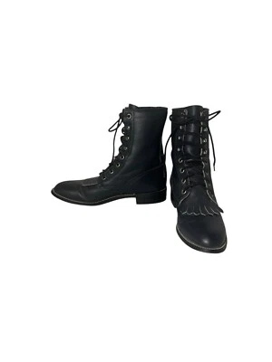 Botas con cordones Justin de colección para mujer de cuero occidental Roper Diamond Biker azules talla 6,5B Foto 1 de 4